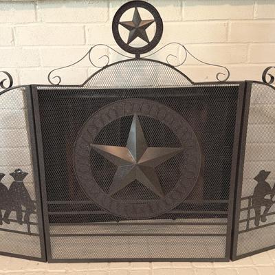 31.5" Dark Brown Lone Star Fireplace Screen