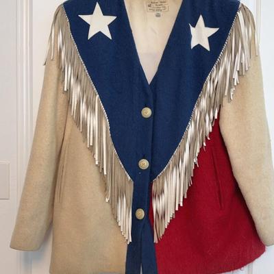 Vintage Mohair Blend, Leather fringe Rodeo jacket - Delores Unique Finds 