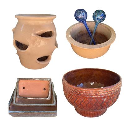 Collection of Outdoor Pottery w/watering bulbs 