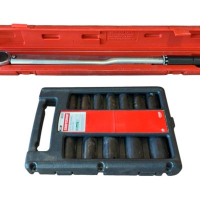 TEKTON 1/2 Inch Drive Click Torque Wrench & Craftsman 12” Deep Impact Socket Set 