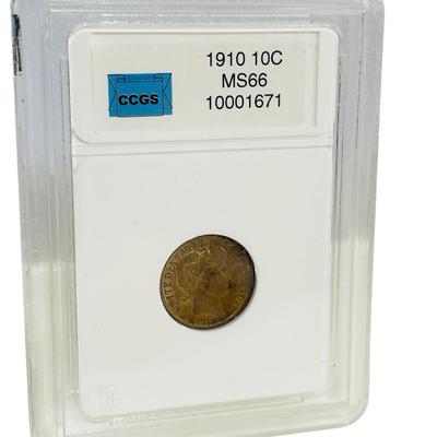 15) 1910 Barber Dime MS-66 CGS Graded