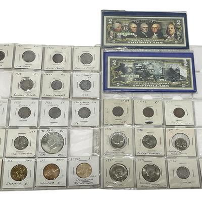 38) Lot Of US Coins & Currency