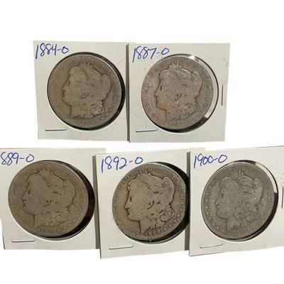 9) Five Different “O” New Orleans Mint Morgan Silver Dollars