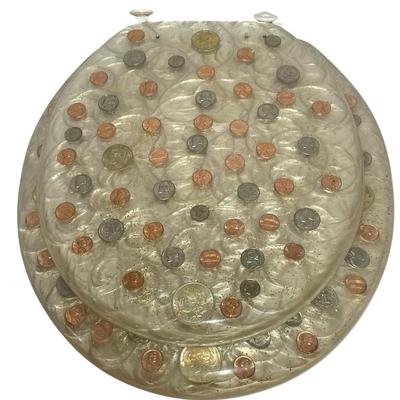 30) Coin Filled Acrylic Toilet Seat
