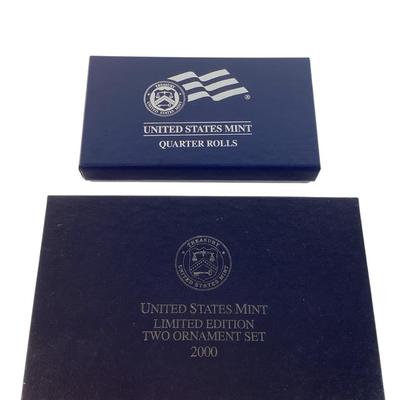 40) 5 Statehood Qtrs BU US Mint Rolls & Two Ornament US Mint Set