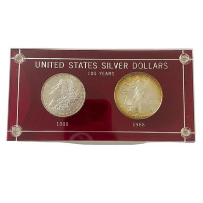 4) One Morgan, One Silver Eagle Set, 100 Years Set, Both UNC