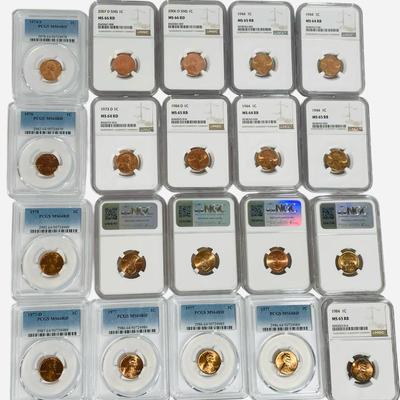 23)  Twenty PCGS/NGC Graded Lincoln Cents