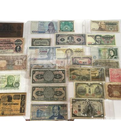 27) Binder Sheets Of Foreign & US Notes 