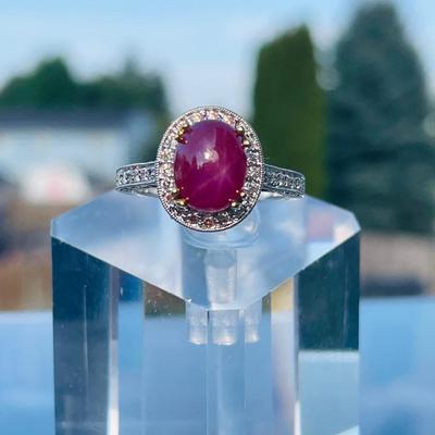 118) NAGL Graded Ruby & Diamond 18k Two Tone Gold Ring 1221219