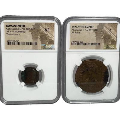 31) Two Ancient NGC Graded Coins 
