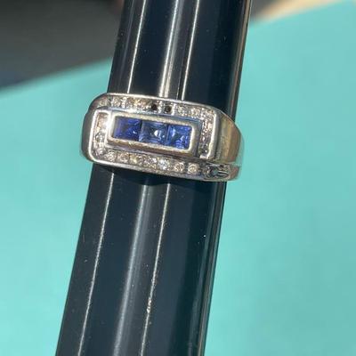 115) NAGL Graded 10k Diamond & Sapphire Ring 1222615