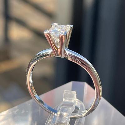 120) NAGL Graded 14k White Gold Square Cut Diamond Ring 103397