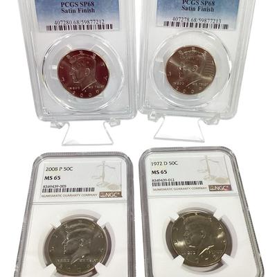 83) Four NGC PCGS Graded Kennedy Halves
