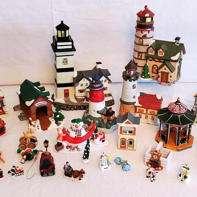 Holiday Village Pieces and Ornaments 