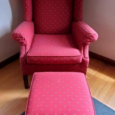 Wing Back Chair and Footstool 