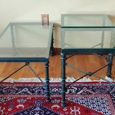 (3) Heavy Metal and Glass Tables 