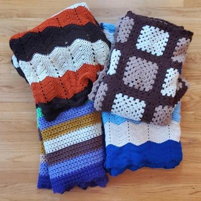 (4) Vintage Handmade Afghans 