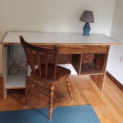 Laminate Top Desk with Chair and Lamp