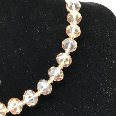 Pale Yellow Faceted Bead Necklace Adjustable Length