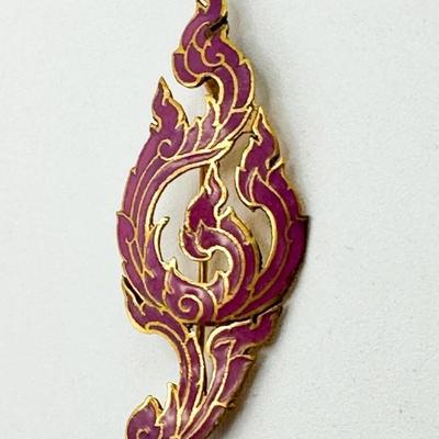 Siam Cloisonné Purple Gold Pin Brooch