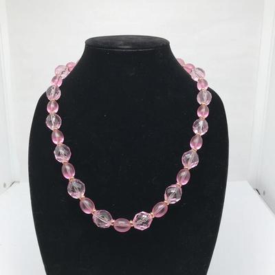 Napier Large Pink Beaded Necklace 22" Long