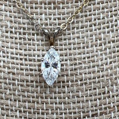 Sterling CZ Pendant Necklace with Costume Chain 14 inches