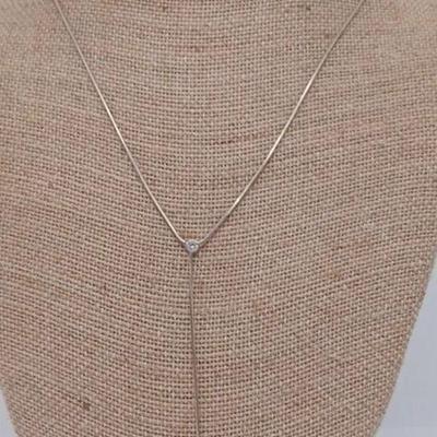 Sterling Danecraft Y Drop Bezel Set Rhinestone Necklace 17 Inches