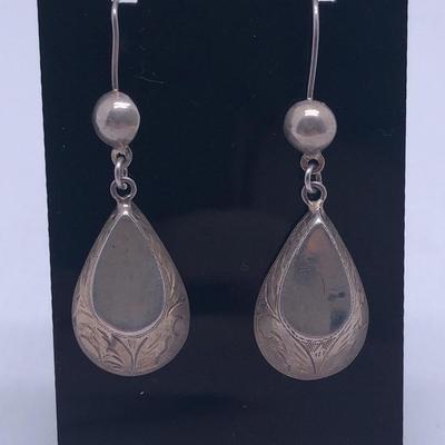 Sterling Silver Etched Engraved Earrings