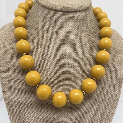 Mustard Yellow Bubble Gum Bead Necklace 18"