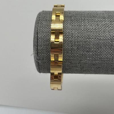 Gold Tone Puffy Chunky Chain Link Bracelet