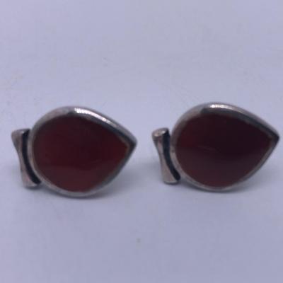Sterling Silver Red Tear Drop Earrings
