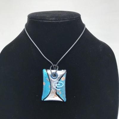 Fused Glass Pendant Necklace with Sterling Clasp