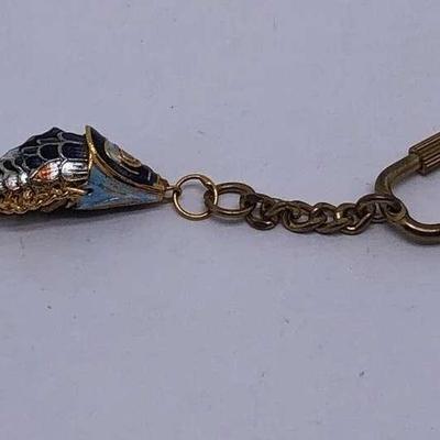 Articulating Koi Fish Keychain Blue Enamel 