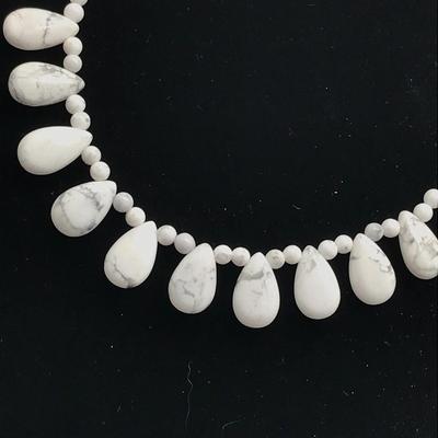 White Howlite Necklace Adjustable Length