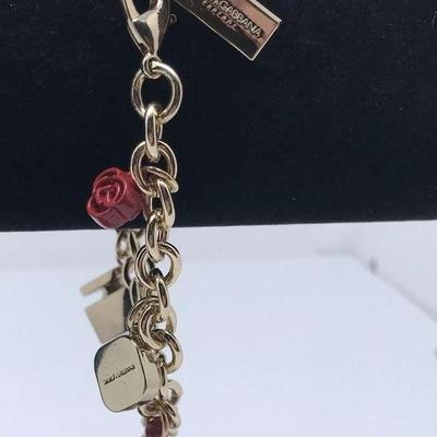 Dolce and Gabbana Vintage Gold Tone Charm Bracelet - Vanity Lipstick Perfume
