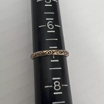 Shube Sterling Silver Gold Wash Engraved Swirl Ring Size 7