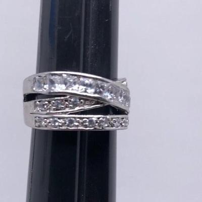 Sterling Silver Channel Set Glass Stone Ring 7.9g Size 8 