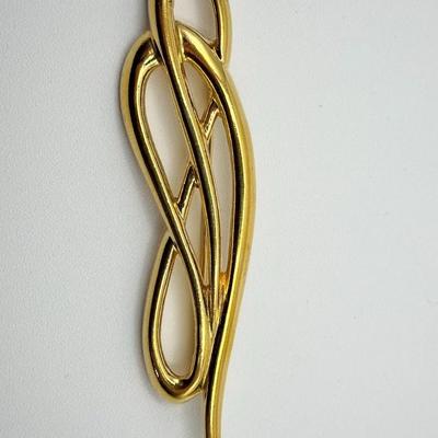 Trifari Gold Tone Ribbon Pin Brooch