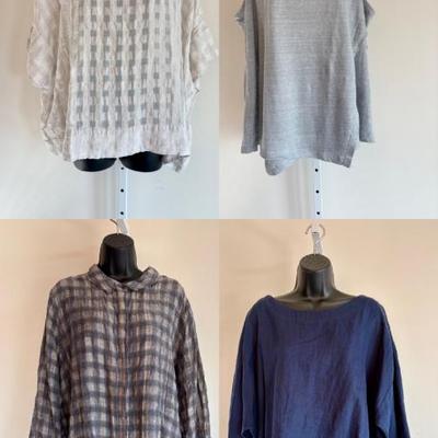 End of Summer Blues Linen Tops Eileen Fisher Larger Size