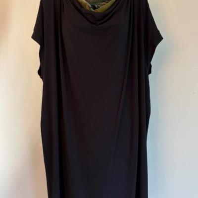 Classic Black Comfortable Knit Dress & Scarf