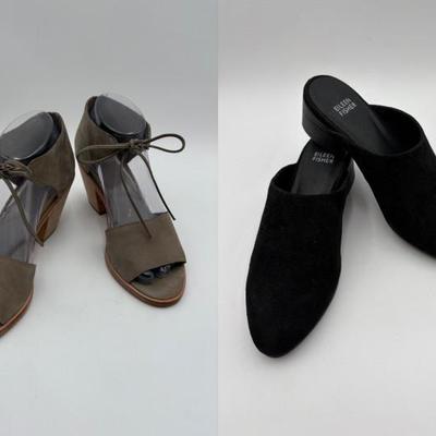 Suede Mules  Chunky Heels Eileen Fisher