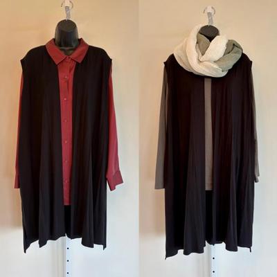 Burgundy Green Black Trio Scarf Eileen Fisher NWT