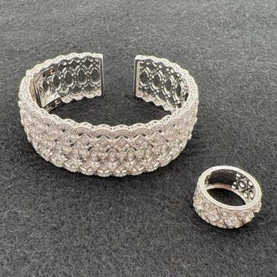 Judith Ripka Sterling Cuff & Ring Set
