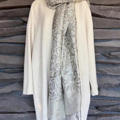 White Wool Alpaca Coat Scarf Eileen Fisher