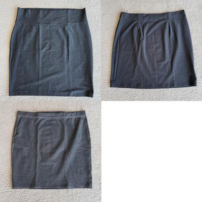 Grey Skirt Trio Eileen Fisher and Old Navy