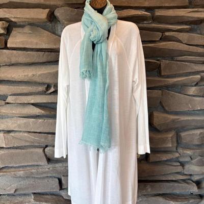 White Tencel Sweater Duster Scarf Eileen Fisher NWT