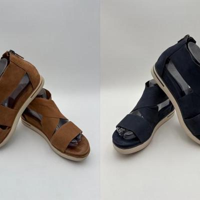 Casual Sandal Duo in Blue and Tan Eileen Fisher