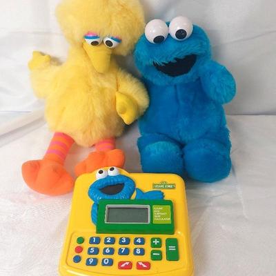 Vintage Sesame Street Hand Puppets & Cookie Monster Calculator Tested Working 
