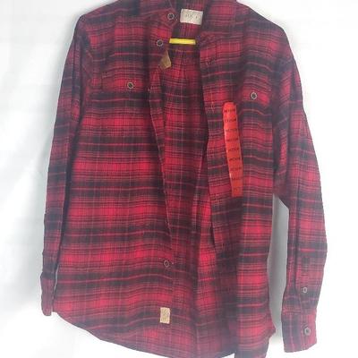 JACHS Men’s Brawny Flannel Shirt Black and Red Medium with Tags