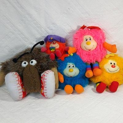 Vintage Rainbow Brite Plusies! Lurky Monster, Mini Red Sprite Romeo, Pink, Blue, Yellow Sprites